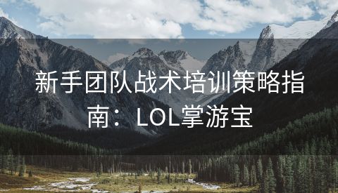 新手团队战术培训策略指南：LOL掌游宝