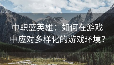 中职蓝英雄：如何在游戏中应对多样化的游戏环境？