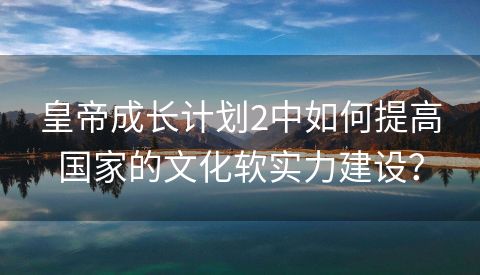 皇帝成长计划2中如何提高国家的文化软实力建设？