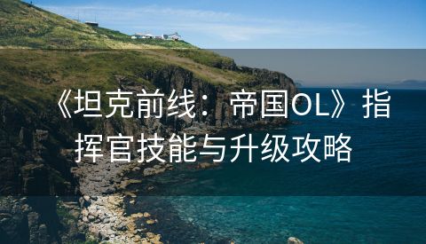  《坦克前线：帝国OL》指挥官技能与升级攻略