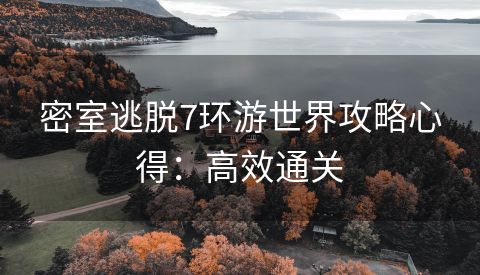 密室逃脱7环游世界攻略心得：高效通关