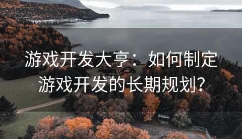 游戏开发大亨：如何制定游戏开发的长期规划？