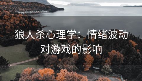 狼人杀心理学：情绪波动对游戏的影响