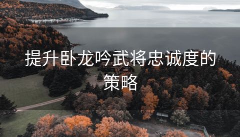 提升卧龙吟武将忠诚度的策略