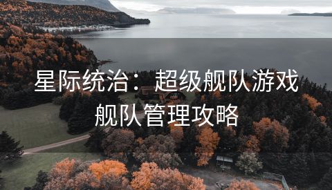 星际统治：超级舰队游戏舰队管理攻略