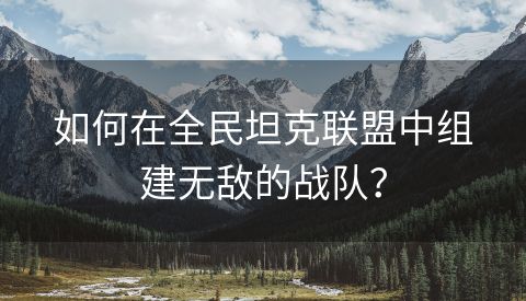 如何在全民坦克联盟中组建无敌的战队？