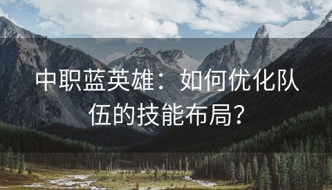 中职蓝英雄：如何优化队伍的技能布局？