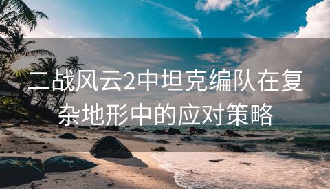 二战风云2中坦克编队在复杂地形中的应对策略