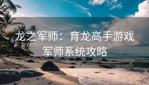 龙之军师：育龙高手游戏军师系统攻略