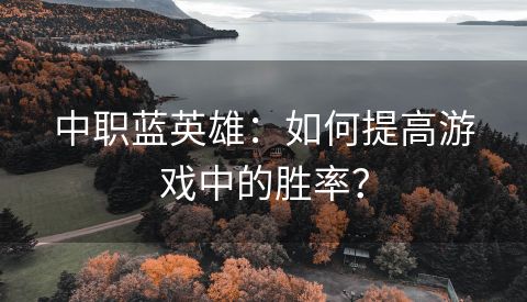 中职蓝英雄：如何提高游戏中的胜率？