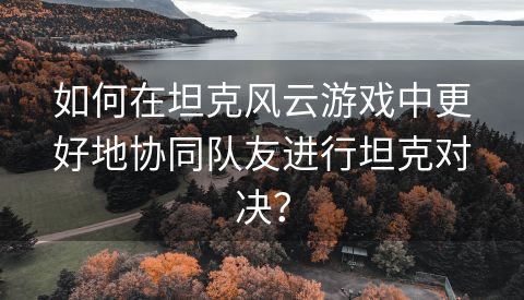 如何在坦克风云游戏中更好地协同队友进行坦克对决？