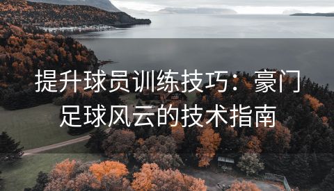 提升球员训练技巧：豪门足球风云的技术指南