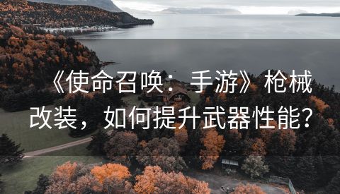 《使命召唤：手游》枪械改装，如何提升武器性能？