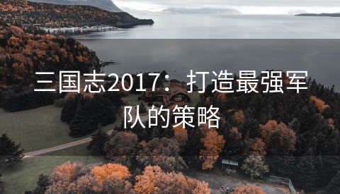 三国志2017：打造最强军队的策略