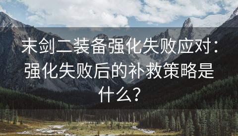 末剑二装备强化失败应对：强化失败后的补救策略是什么？