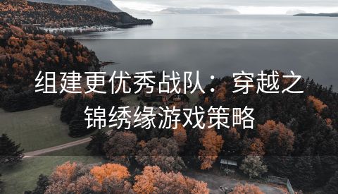 组建更优秀战队：穿越之锦绣缘游戏策略