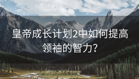 皇帝成长计划2中如何提高领袖的智力？