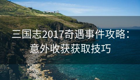 三国志2017奇遇事件攻略：意外收获获取技巧