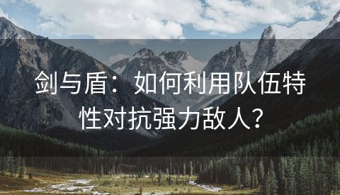 剑与盾：如何利用队伍特性对抗强力敌人？