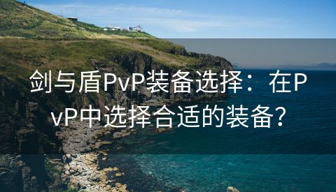 剑与盾PvP装备选择：在PvP中选择合适的装备？