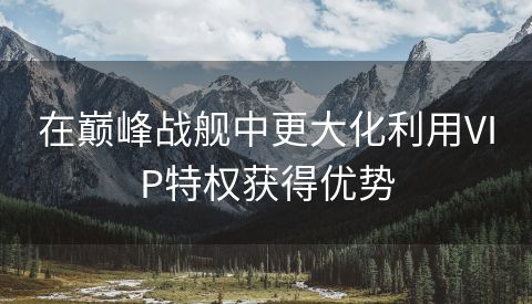 在巅峰战舰中更大化利用VIP特权获得优势