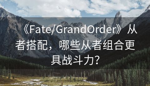 《Fate/GrandOrder》从者搭配，哪些从者组合更具战斗力？