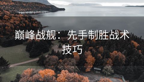 巅峰战舰：先手制胜战术技巧