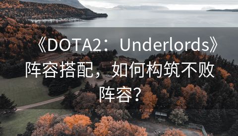 《DOTA2：Underlords》阵容搭配，如何构筑不败阵容？