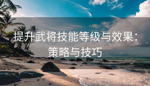 提升武将技能等级与效果：策略与技巧