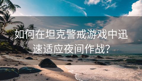 如何在坦克警戒游戏中迅速适应夜间作战？