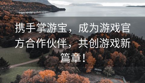 携手掌游宝，成为游戏官方合作伙伴，共创游戏新篇章！