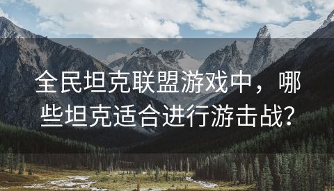 全民坦克联盟游戏中，哪些坦克适合进行游击战？