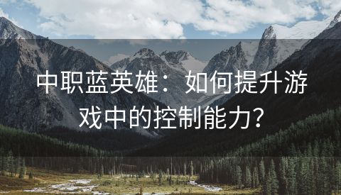 中职蓝英雄：如何提升游戏中的控制能力？