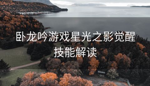 卧龙吟游戏星光之影觉醒技能解读