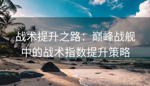 战术提升之路：巅峰战舰中的战术指数提升策略