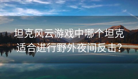 坦克风云游戏中哪个坦克适合进行野外夜间反击？