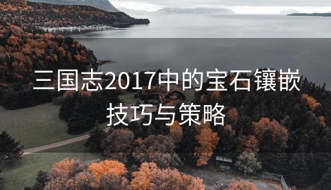 三国志2017中的宝石镶嵌技巧与策略