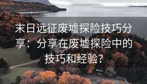 末日远征废墟探险技巧分享：分享在废墟探险中的技巧和经验？