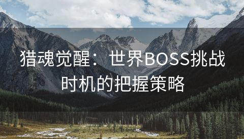 猎魂觉醒：世界BOSS挑战时机的把握策略