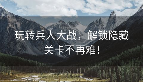 玩转兵人大战，解锁隐藏关卡不再难！