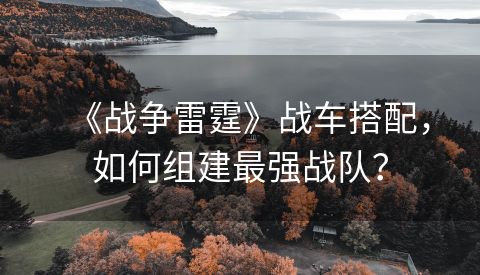 《战争雷霆》战车搭配，如何组建最强战队？