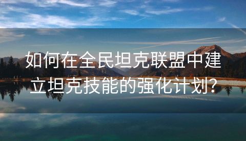 如何在全民坦克联盟中建立坦克技能的强化计划？