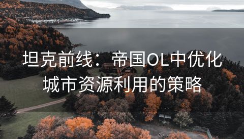 坦克前线：帝国OL中优化城市资源利用的策略