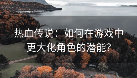 热血传说：如何在游戏中更大化角色的潜能？