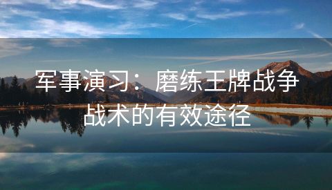 军事演习：磨练王牌战争战术的有效途径