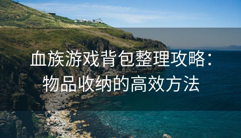 血族游戏背包整理攻略：物品收纳的高效方法