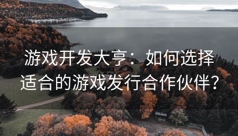 游戏开发大亨：如何选择适合的游戏发行合作伙伴？