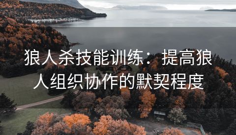 狼人杀技能训练：提高狼人组织协作的默契程度