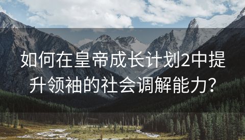 如何在皇帝成长计划2中提升领袖的社会调解能力？