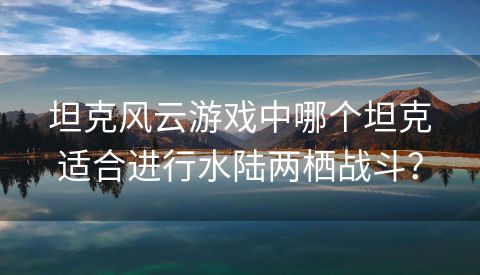 坦克风云游戏中哪个坦克适合进行水陆两栖战斗？